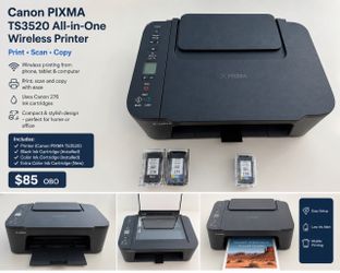 Canon PIXMA TS3520 Wireless All-in-One Printer – Ink Included