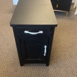 End Table with Charging Station, Side Table for Bedroom with Drawer and Detachable Holder, Multiple Storage Space