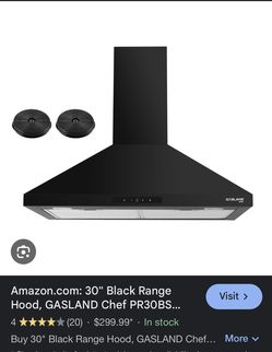 30" Black Range Hood, GASLAND Chef PROBS Anti-fingerprint Black Wall Mount Range