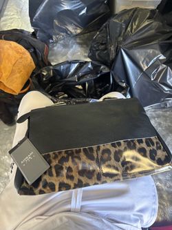 Aidrani Black Leather Leopard Print Handbag