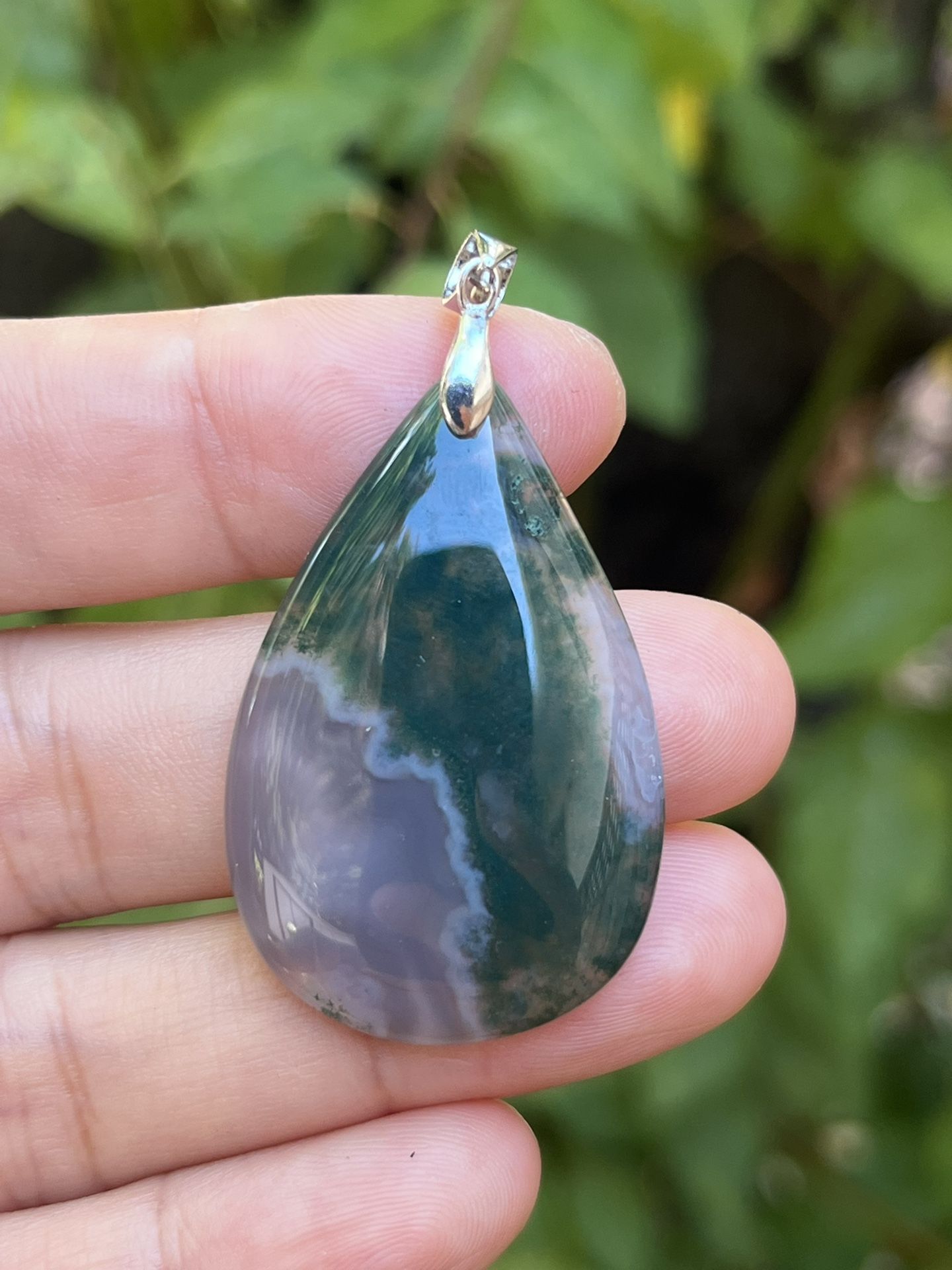 Sterling Silver Moss Agate Pendant