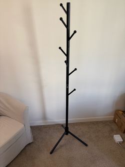8-Hook Freestanding Coat Rack 3 Heights Safe Round Tips Black