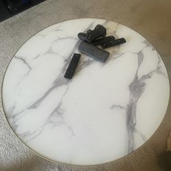 Modern Coffee / Side Table with Porcelain Top & Gold Metal Legs