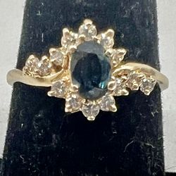 🔥 14KT Yellow Gold Sapphire & Diamond Ladies Ballerina Ring
