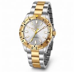 Invicta 69036 Quartz Analog 47mm Silver Sunburst Dial Two-Tone SS Bracelet Box