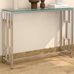 Glass And Chrome Console Table 