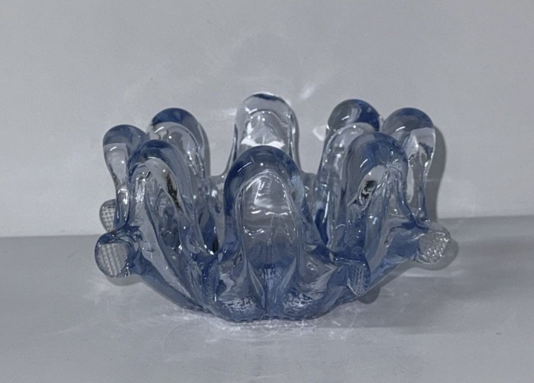 Vintage Swung Glass Bowl in Aqua Blue