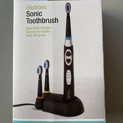 Electronic Sonic Toothbrush 3 Heads & Charging Stand Deep Vibration