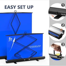 RAUBAY Collapsible Blue Screen Backdrop Portable Retractable