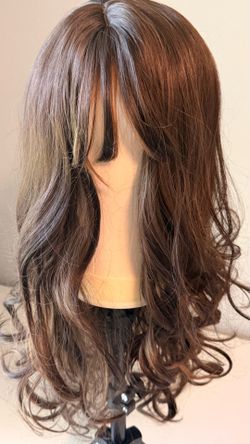 24" Long Wavy Dark Brown Wig with Bangs - Soft & Natural Look!