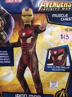 NEW Iron Man Halloween Costume size medium (with padding)