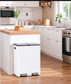 60L Dual Trash Can, White - LY60