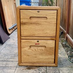 Solid Oak 2-Drawer File Cabinet – Locking, Warm Honey Finish