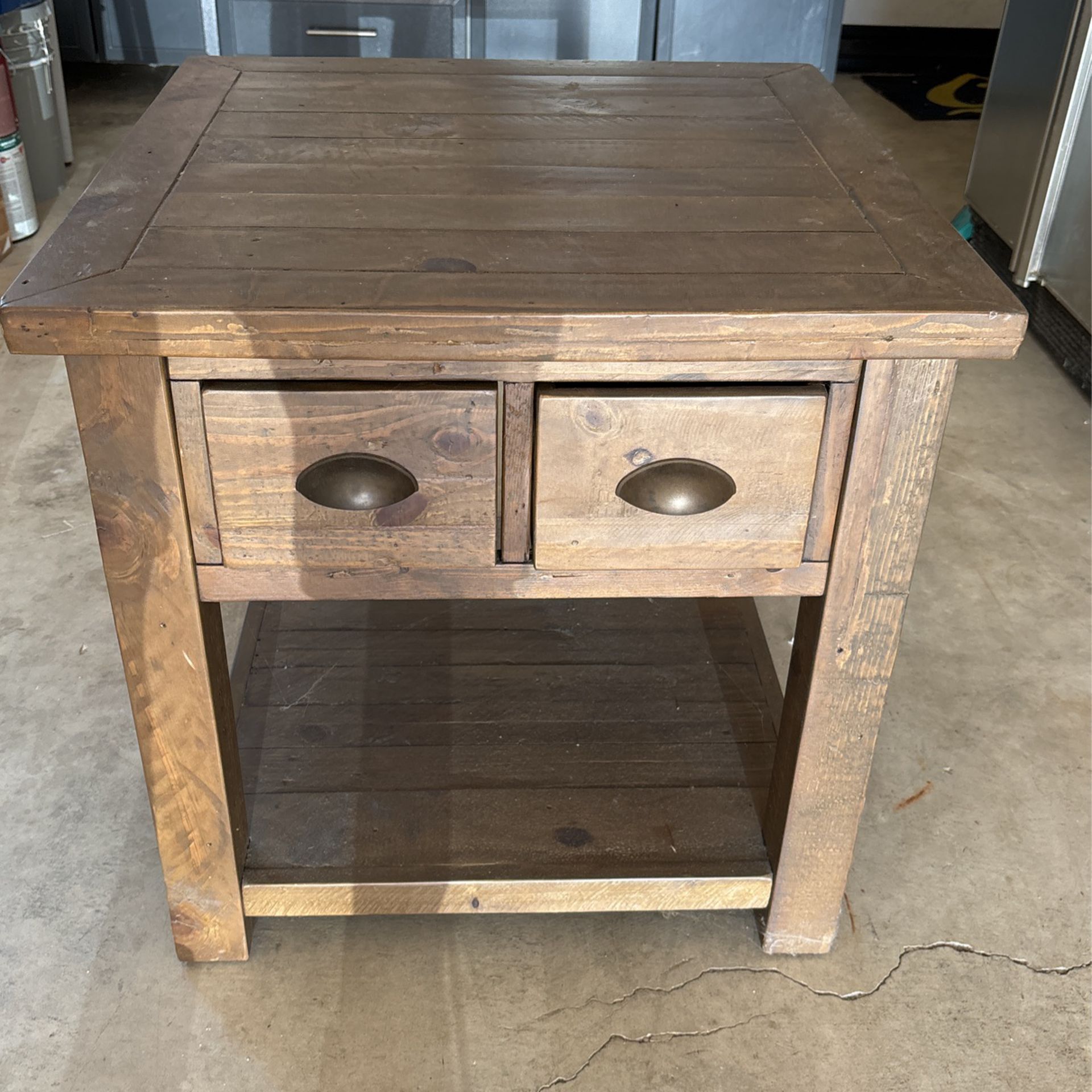 Rustic Wood End Table 