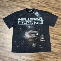 Hellstar Sports Studded Graphic Print Men's T-Shirt Black Cotton Jersey L