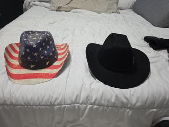 2 Cowboy Hats – Black + American Flag