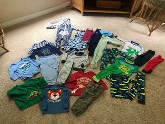 BOYS 18 MONTHS ASSORTED FALL AND WINTER CLOTHES AND PAJAMA’S