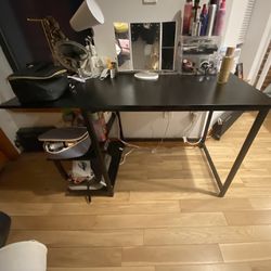 Black Reversible Computer Desk With Shelves