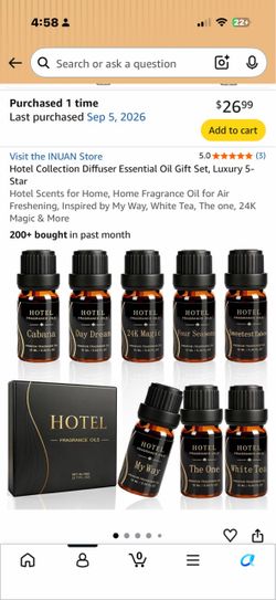Hotel Collection Diffuser Essential Oil Gift Set, Luxury 5-Star Hotel Scents for Home, Home Fragrance Oil for Air Freshening, Inspired by My Way, Whit