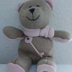Starbucks Bearista Bear Knit Plush Winter 89th Edition Pink Heart Key 2010