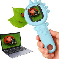 2-in-1 Microscope Camera for Kids, Mini Handheld Microscope Supporting Multiple Viewing Angles, Outdoor Educational Science Adventure Toys, Birthday G