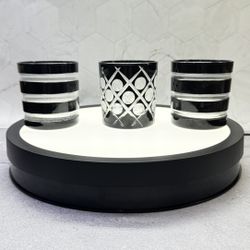 Set of (3) rare Williams and Sonoma double old-fashion whiskey glasses. 