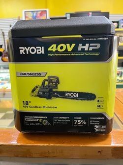 Ryobi 40v HP Brushless 18” Battery Chainsaw Kit (NEW)