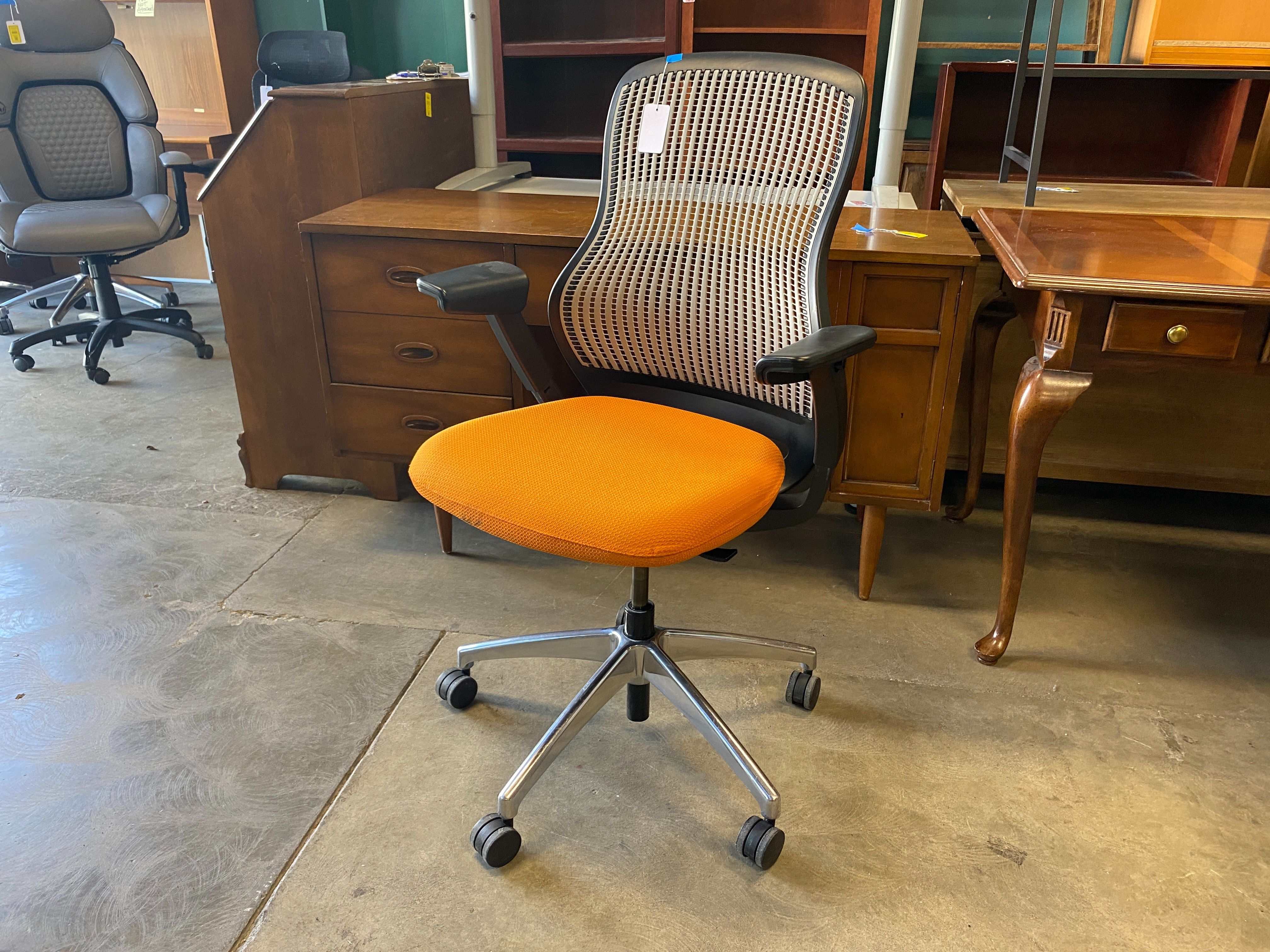 KNOLL ReGeneration White Mesh Backed Office Chair Orange