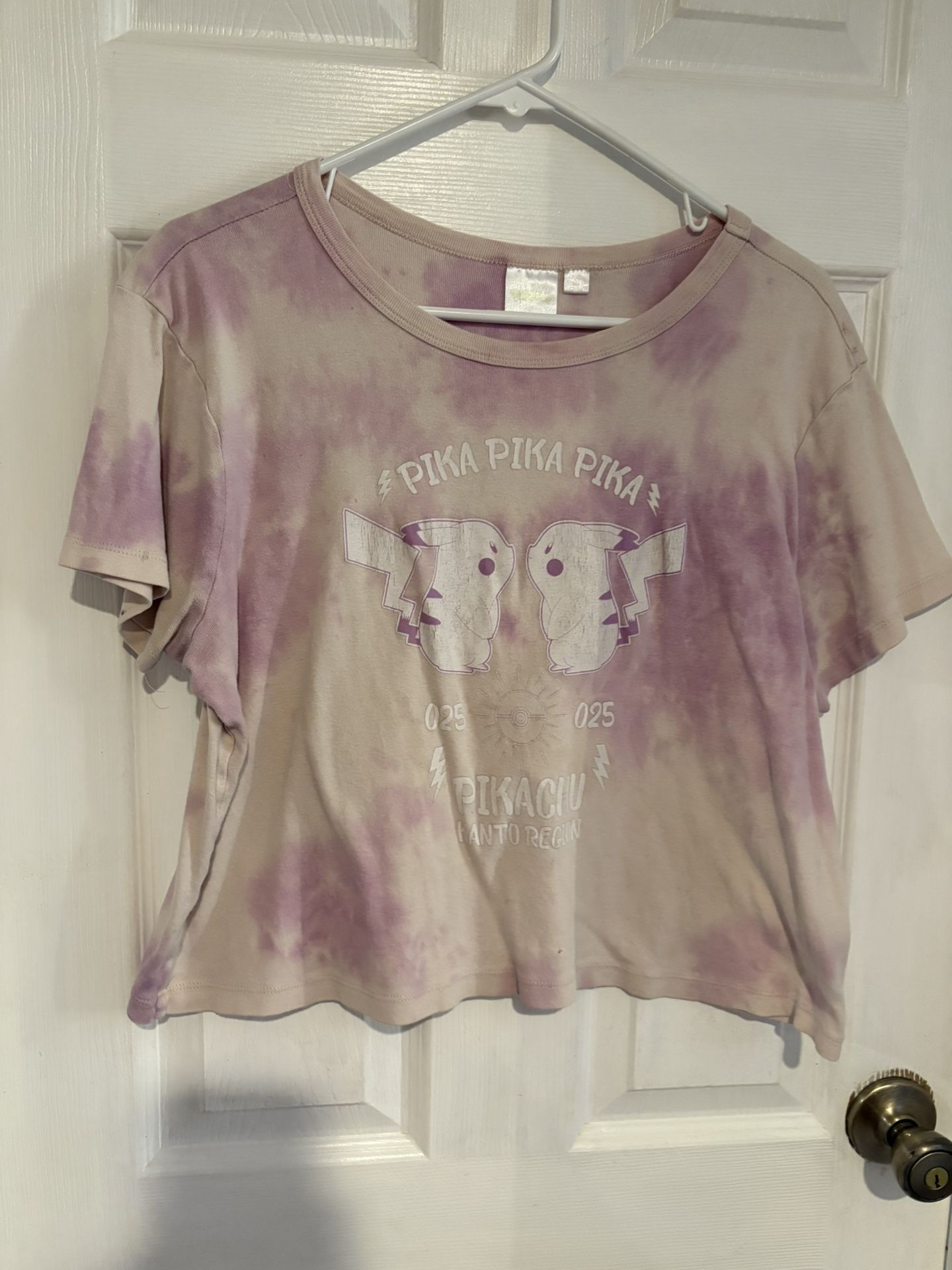 Purple Tie-Dye Pikachu cropped T-Shirt size XXL