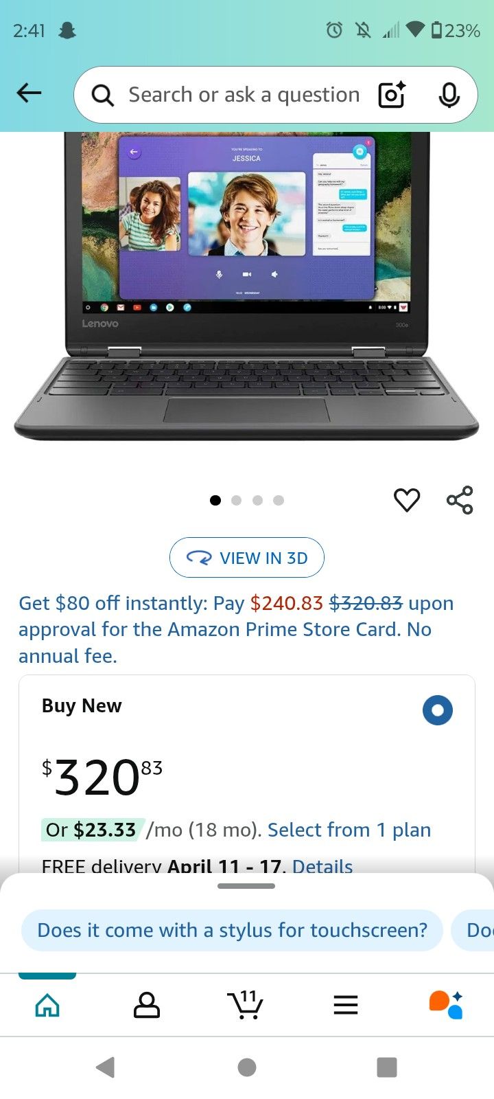 Lenovo 300e Chromebook Laptop