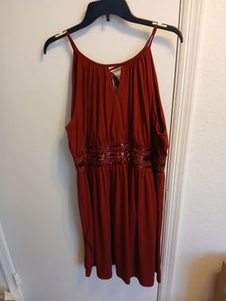 Red sparkly knee length dress