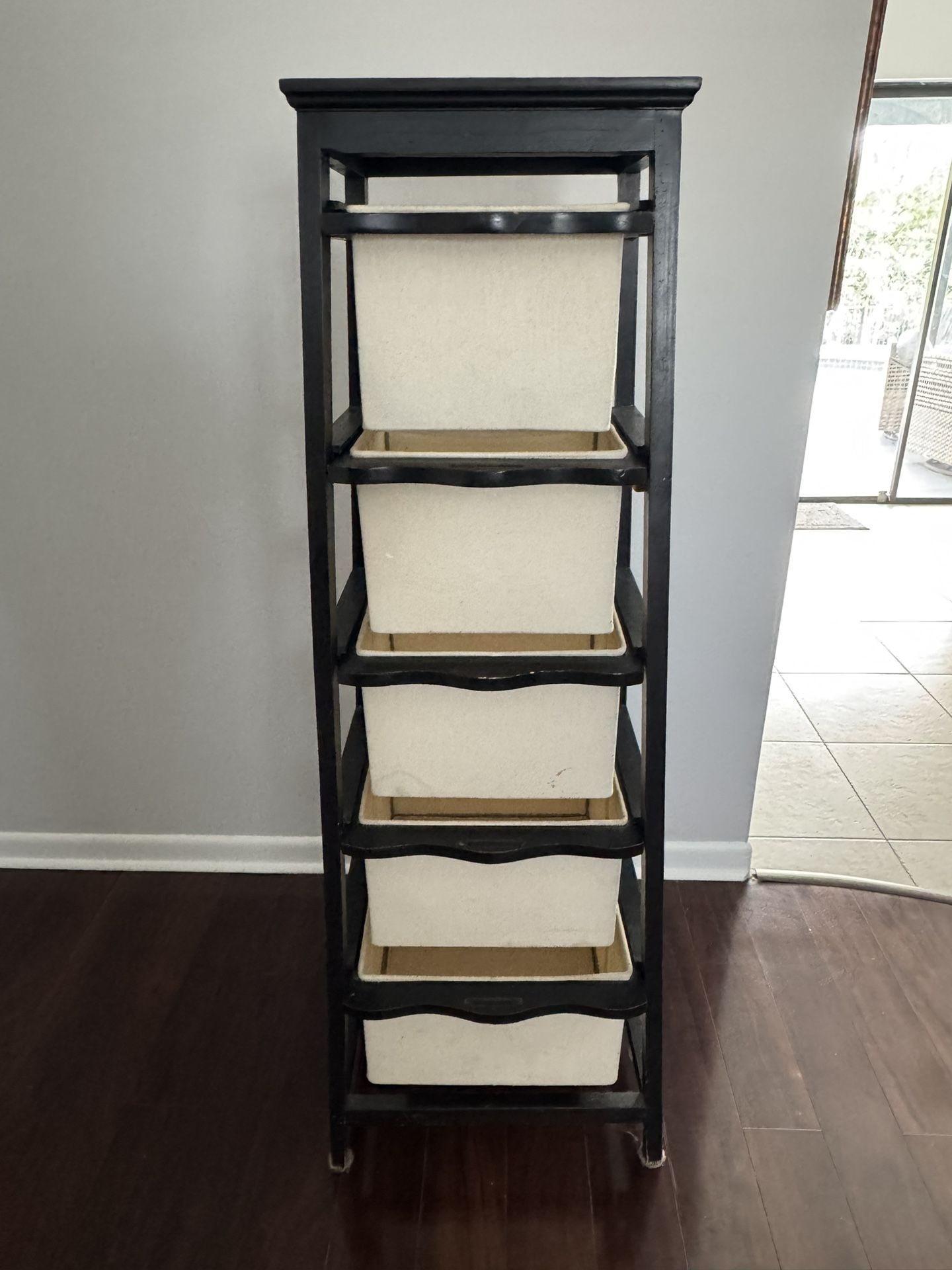 Narrow Storage Cabinet w/ Fabric Drawers – Small Space Organizer