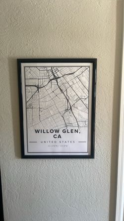 Willow Glen map black framed poster