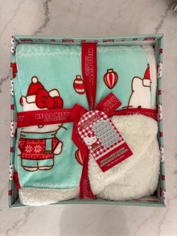 Hello Kitty Christmas Sherpa Backed Blanket