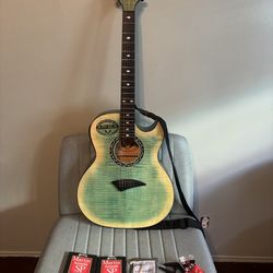 Dean guitar EXFM FD exhibition, FM acoustic/electric w/ Aphex - Faded denim