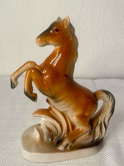 Vintage/MCM Lusterware Rearing Horse Figurine - Dark Eyes