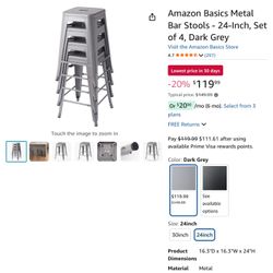 2 Amazon Basics Gray 24” Metal Stools