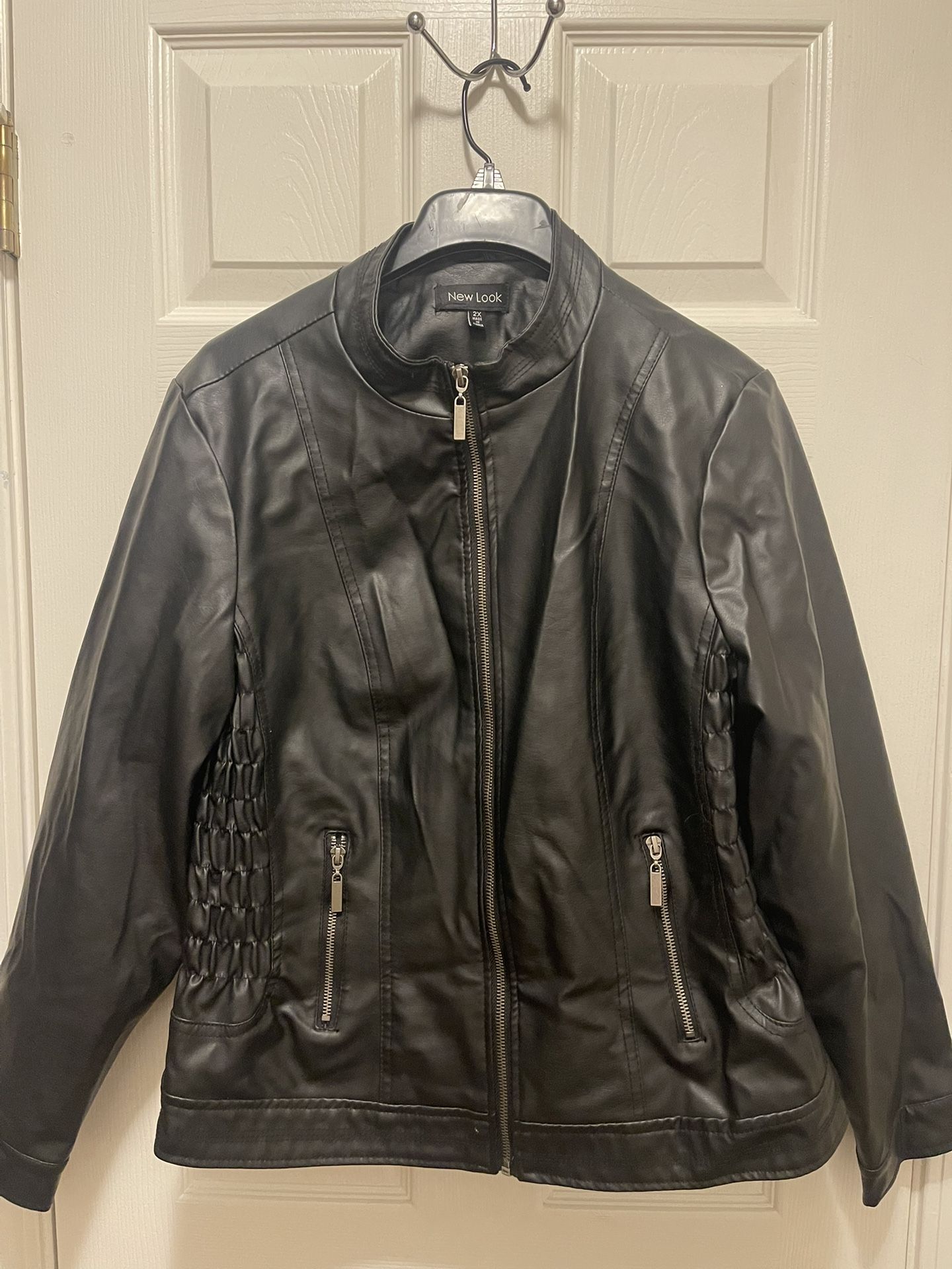 New Look Ladies Black Faux Leather Jacket Size 2X