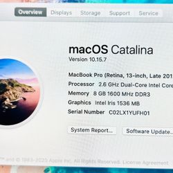 Apple MacBook Pro 2013 13” Retina  i5 8GB RAM 500GB SSD FULLY FUNCTIONAL (OS BIG SUR 2021)