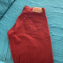 Red Levi’s 35 inch waist by 36 inch long