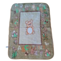 Vintage Royal Plush Mink International Teddy Bear Mushrooms Flowers Butterflies Baby Blanket