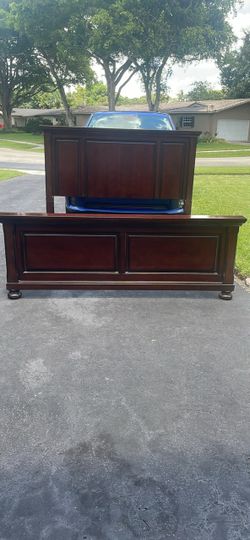 Ashley Cherry Wood Bed Frame Headboard and Footboard