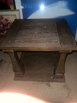Solid Wood End Table with Lower Shelf