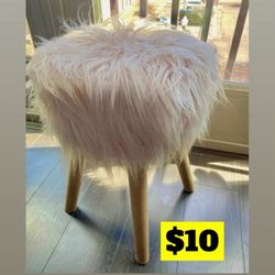 Faux Fur Wood Stool