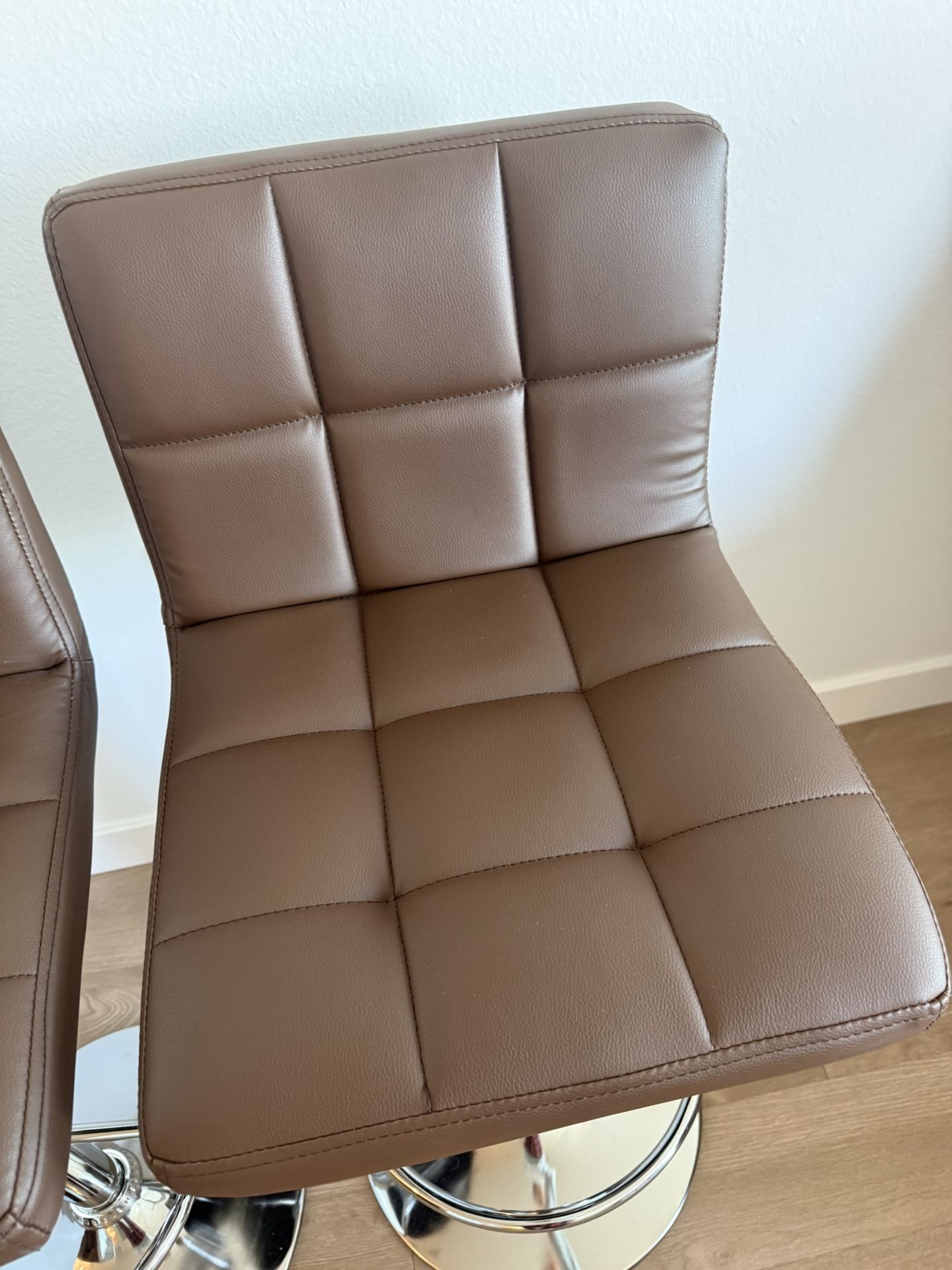 Two Swivel Adjustable Bar Stools 4 Months Old Brown