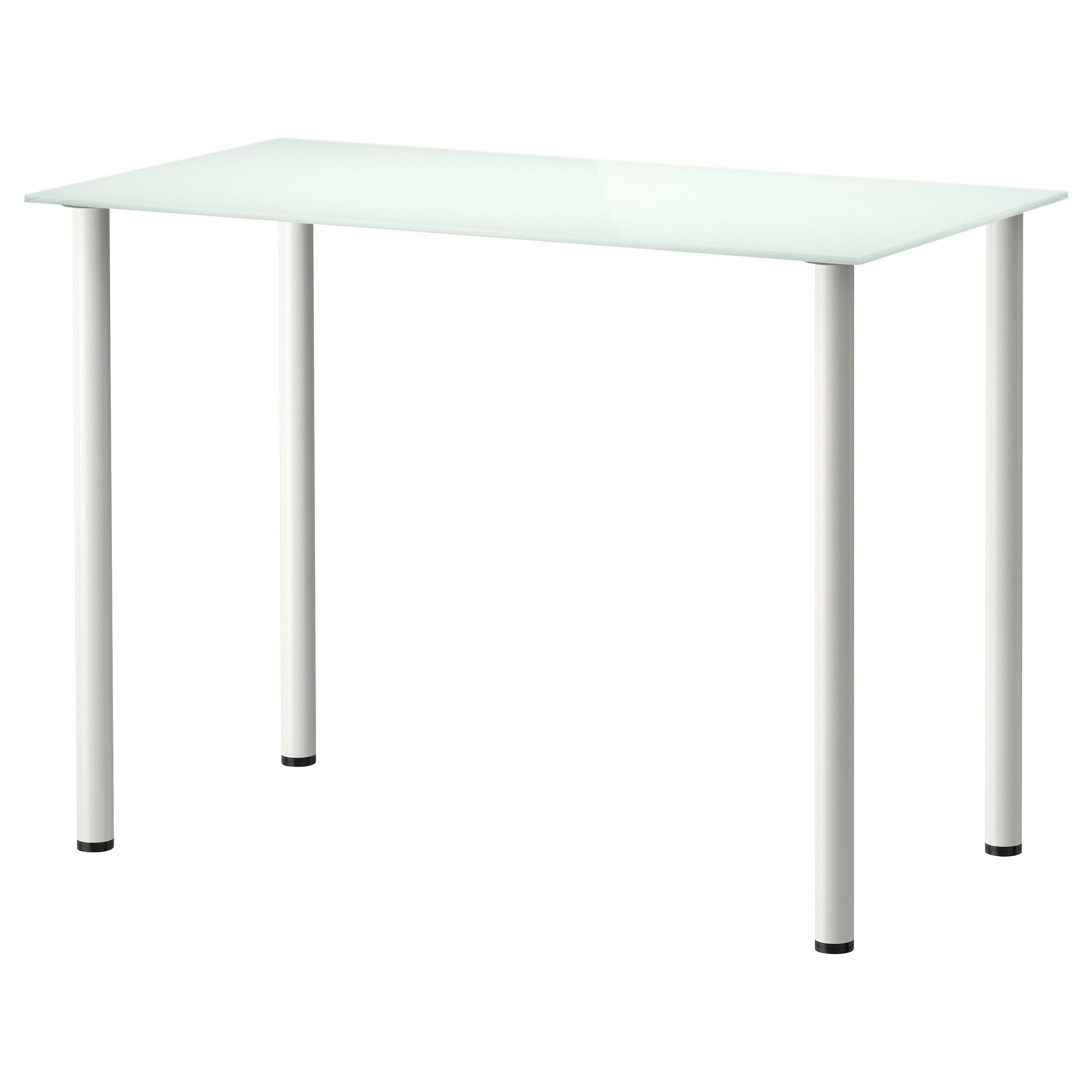 IKEA “GLASHOLM” Glass Table, White & Silver