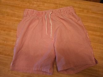 Red and White Striped Drawstring Shorts