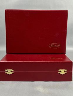 Lot of 2 Vintage Moser Burgundy Jewelry Storage Display Cases Velvet Lined