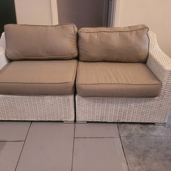 White And Beige Loveseat