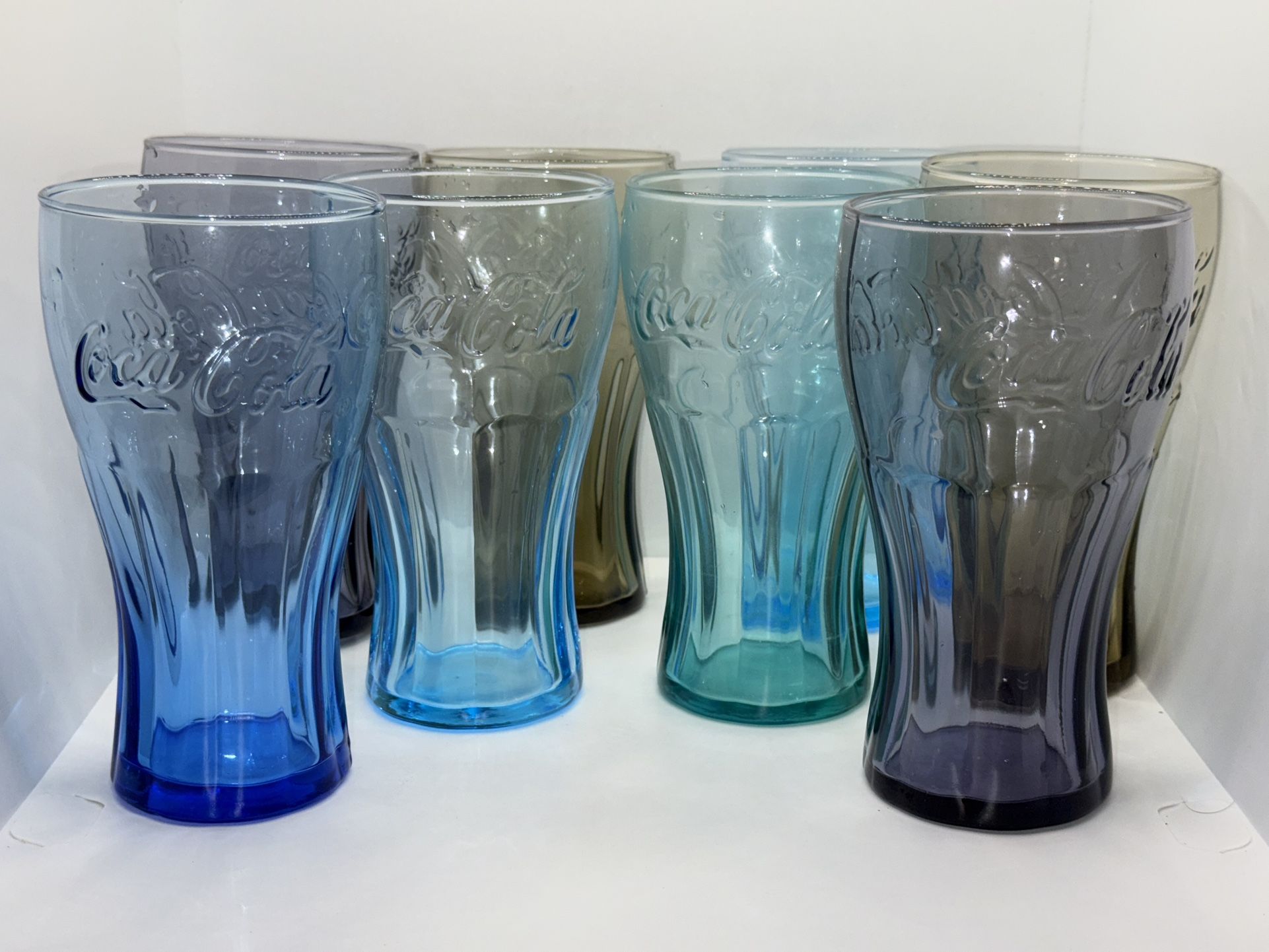 VTG Coca Cola Glasses, Set Of 8, 4 Different Colors
